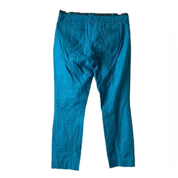 ANTHROPOLOGIE CARTONNIER | Green Jacquard Charlie Ankle Cotton  Pants Size 8 - Picture 5 of 9